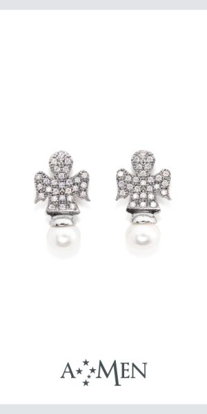 AMen Angel Earrings with Pearls