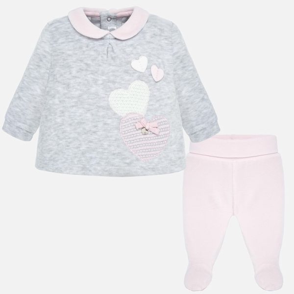 heart applique and pants set for newborn