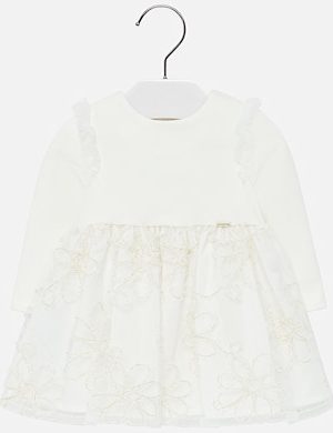 mayoral embroidered tulle dress for baby girl