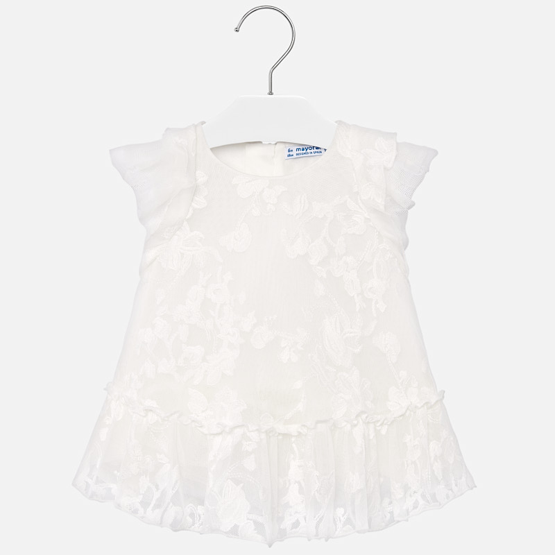 Mayoral White Lace Dress with Floral Appliques • La Rondine Occasions